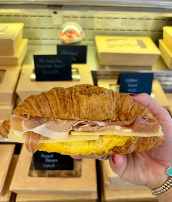 Prosciutto egg and Swiss croissant